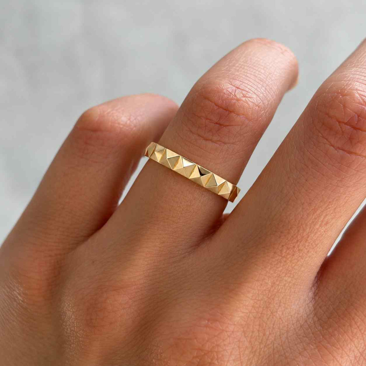 14k Solid Gold Chevron Ring, Minimalist Stacking Wedding Band
