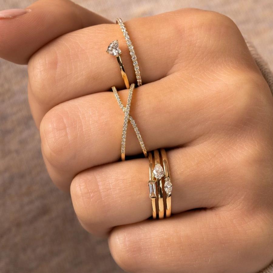14k Solid Gold Criss Cross X Ring