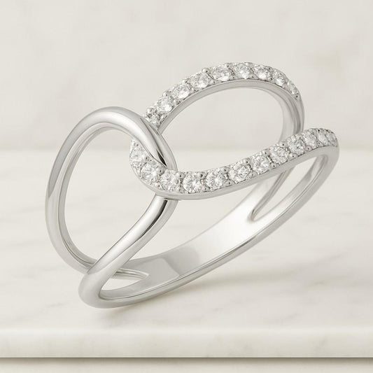 14k Solid Gold Curved Wedding Band  Pave Diamond Nesting Ring for Women Stackable Engagement Ring Enhancer Elegant Gold Gift