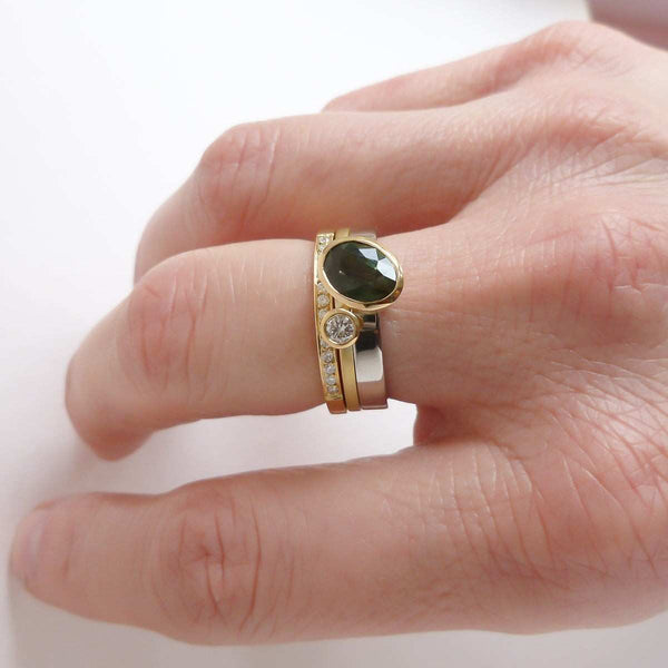 14k Solid Gold Curved Wedding Ring Chevron Diamond V Shaped Enhancer Band for Women, Pear Tiara Half Eternity Ring Gift for Her