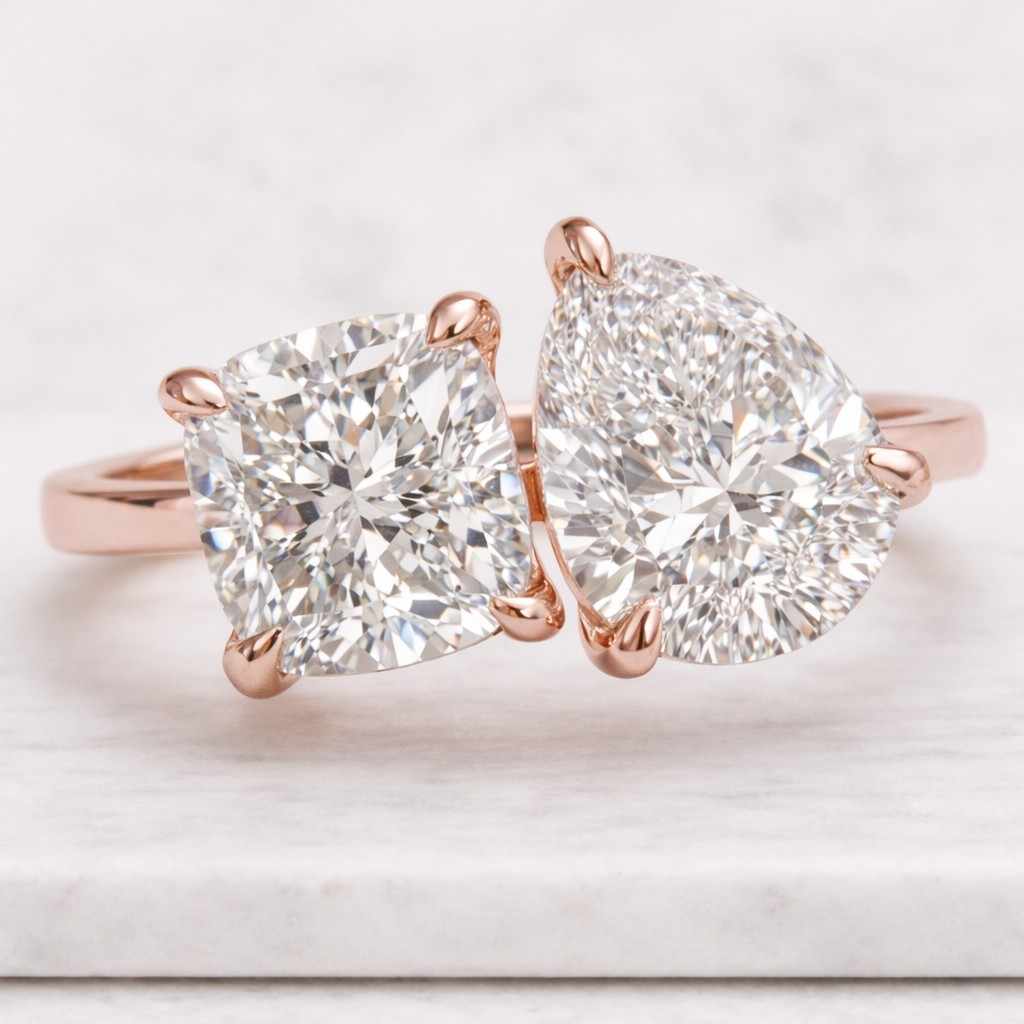 14k Solid Gold Diamond Beaded Ring