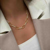 Oval Link Lab Grown Diamond Chain Necklace in Yellow Gold