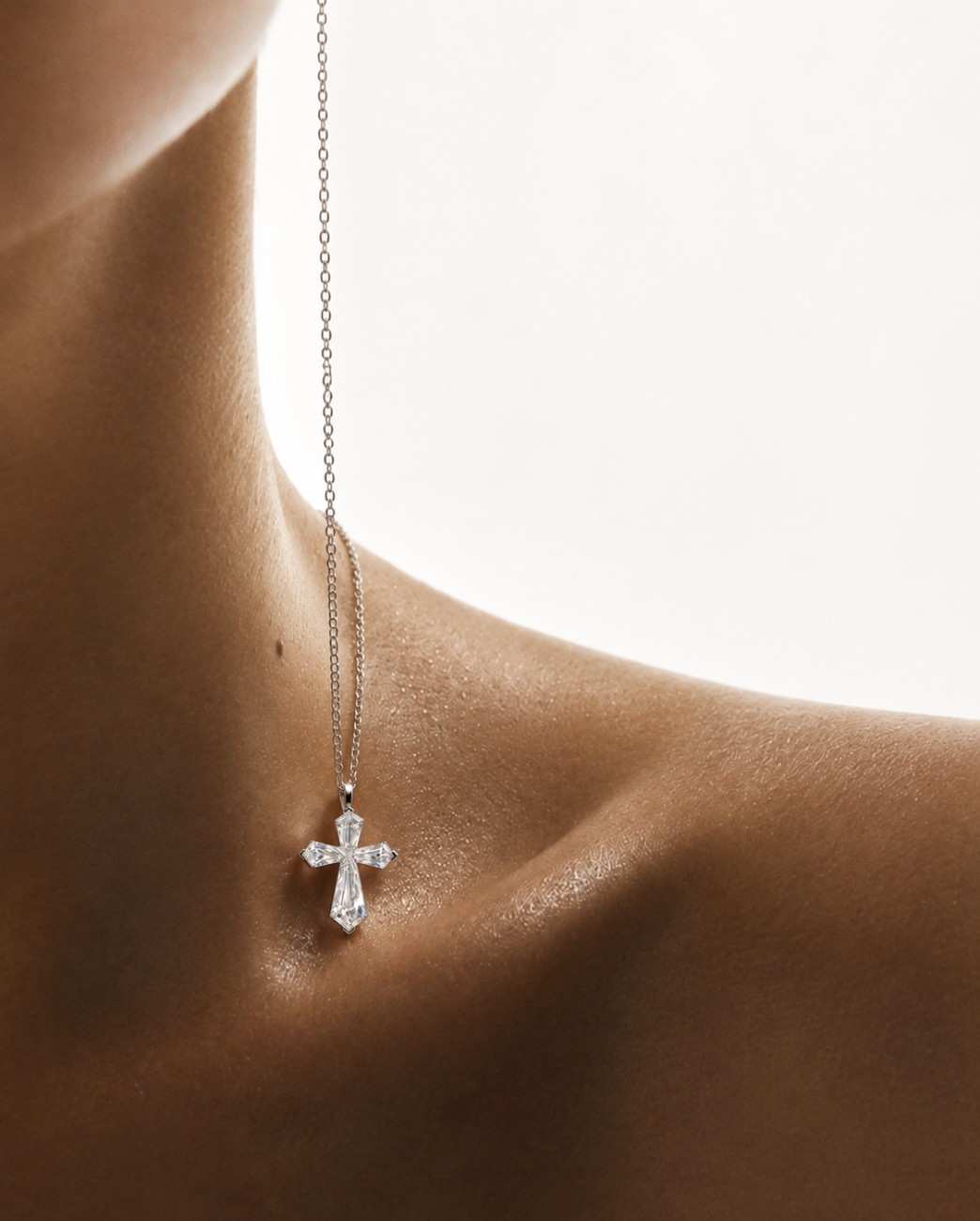 14k solid gold diamond cross pendant, lab grown diamond religious cross necklace
