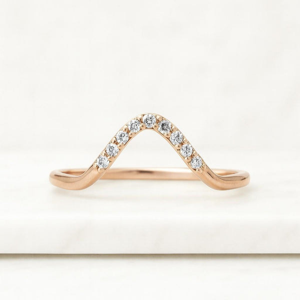 14k Solid Gold Diamond Cuff Ring Open Wrap Wedding Band for Women