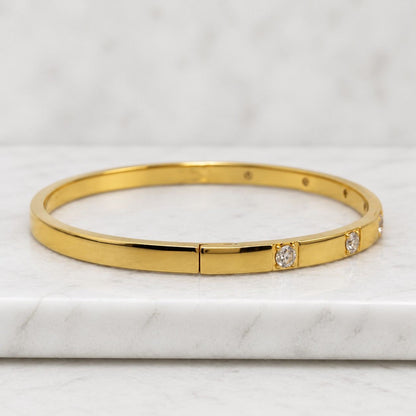 14k Solid Gold Diamond by the Yard Bracelet • Bezel Set Solitaire
