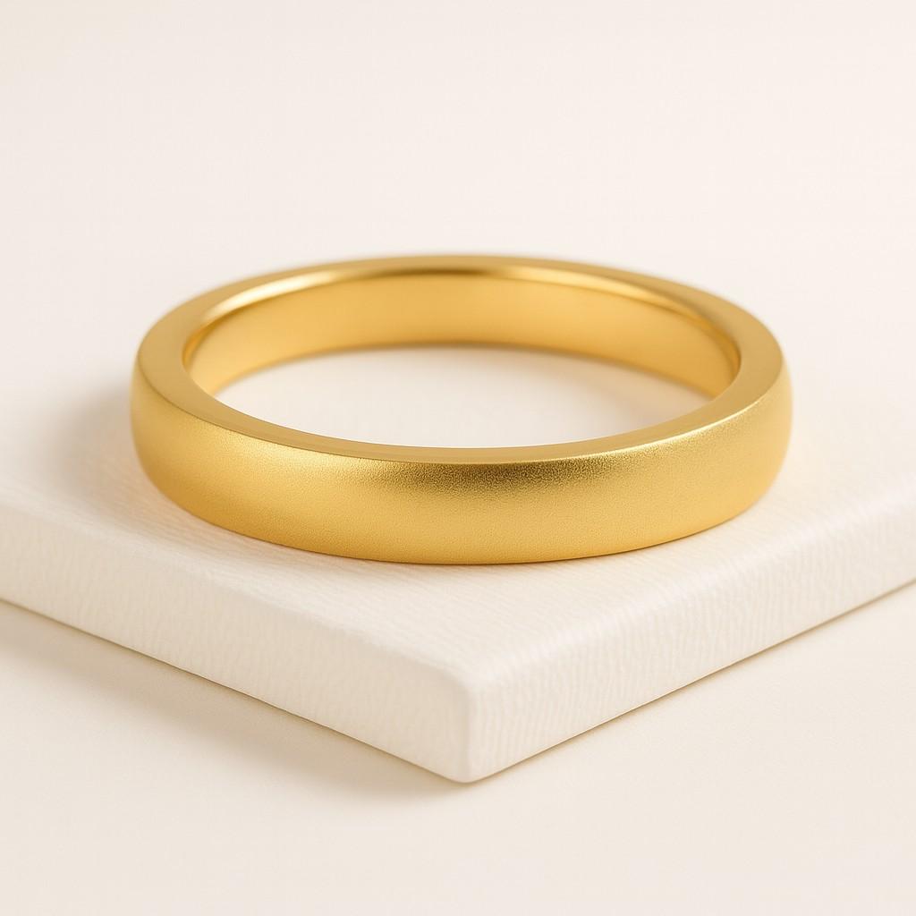 14k Solid Gold Flat Wedding Band – Handmade Comfort Fit Ring for Men & Women, Matching Couples Band, Engraved Polished Commitment Ring
