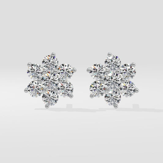 14k Solid Gold Flower Stud Earring