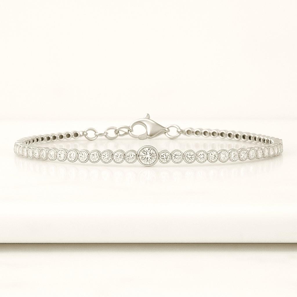 14k Solid Gold Lab Grown Diamond Bangle Bracelet