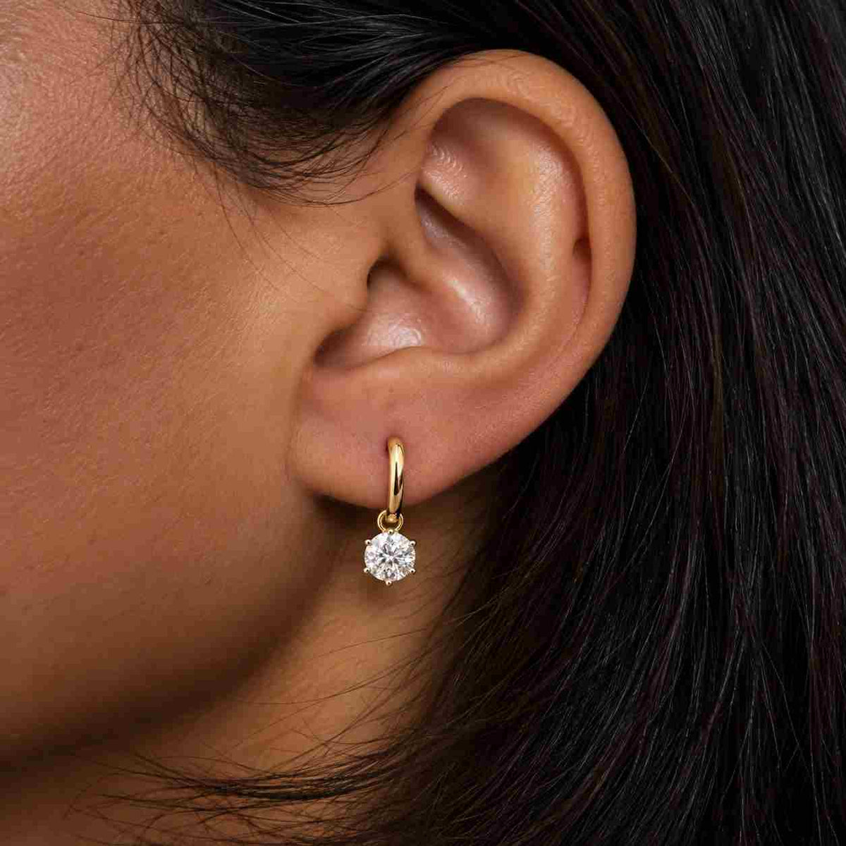 14k solid gold lab grown diamond round cut spray long dangle drop earrings
