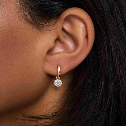 14k Solid Gold Lab Grown Diamond Round Cut Spray Long Dangle Drop Earrings
