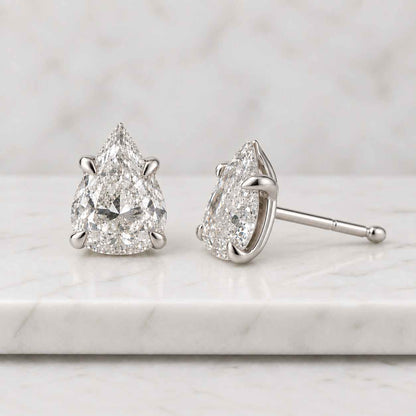 14k Solid Gold Lab-Grown Diamond Stud Earrings, Screw Back, White or Yellow Gold
