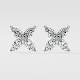 14k Solid Gold Marquise Clover Stud Earrings