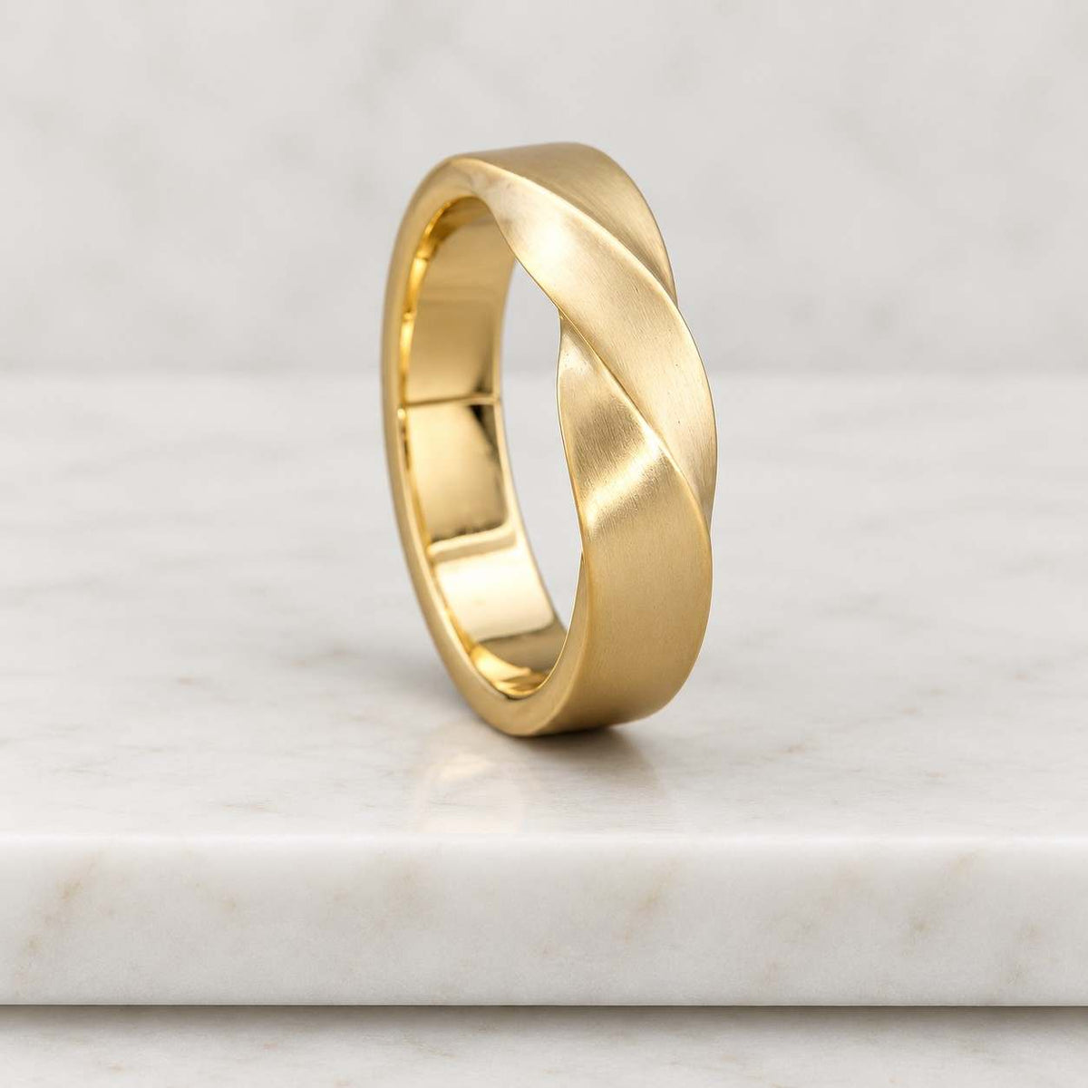 14k Solid Gold Mobius Ring: Thick Twisted Wedding Band (