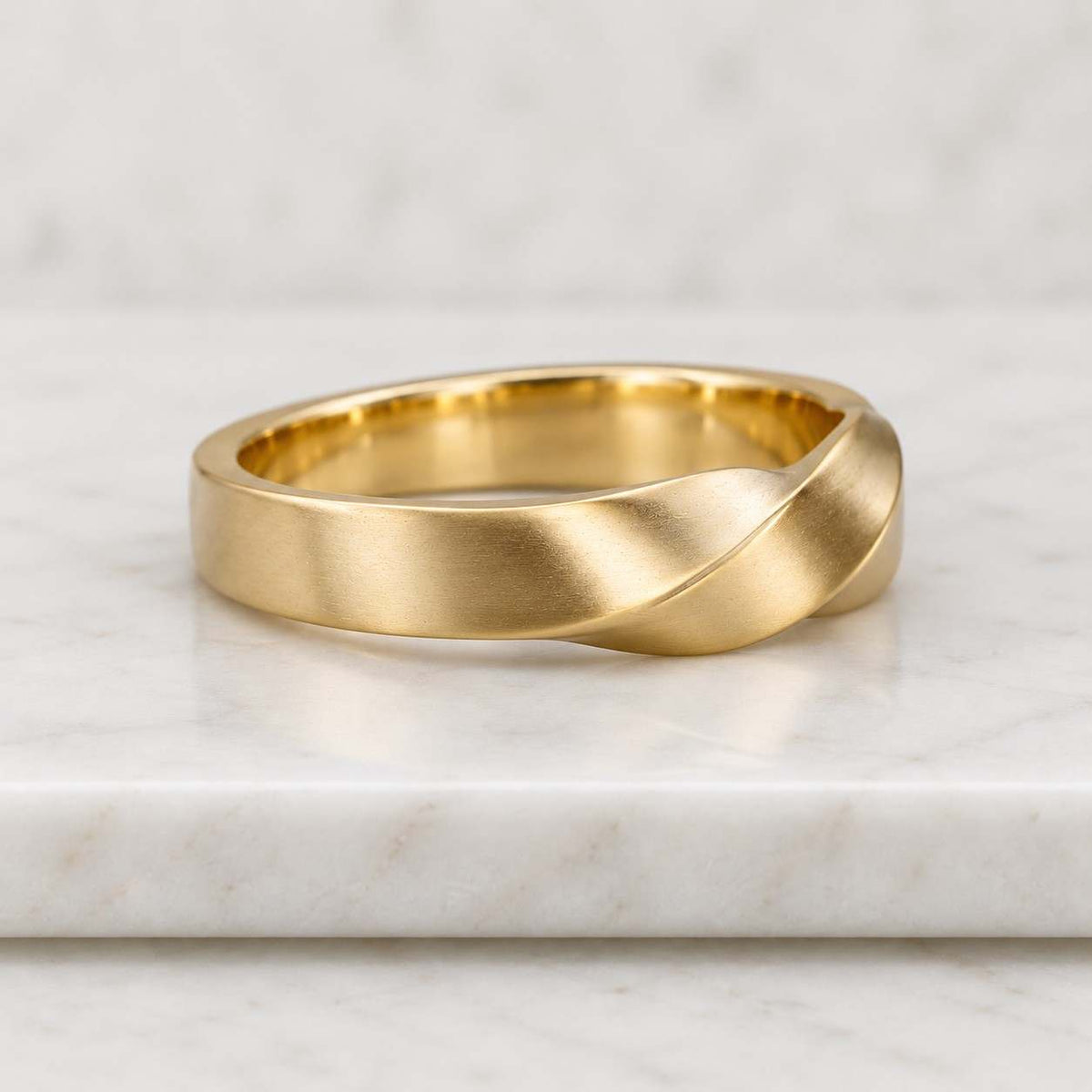 14k Solid Gold Mobius Statement Ring: Thick Twisted Wedding Band
