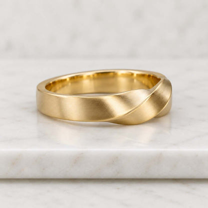14k Solid Gold Mobius Statement Ring: Thick Twisted Wedding Band
