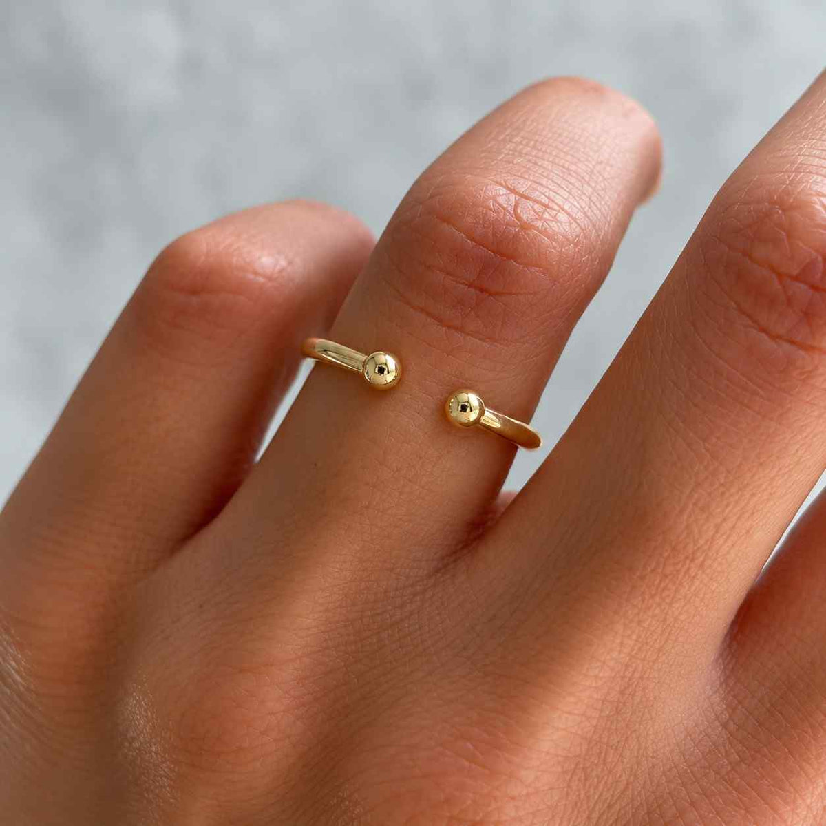 14k solid gold open ring, gold cuff ring, dainty gold bead ring, 14k white, rose, yellow gold, minimalist ring, dainty 14k gold ring, anne
