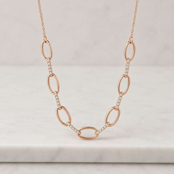 14k Solid Gold Paperclip Chain Necklace Ice Dainty Gold Necklace, Real Diamond Pave Necklace