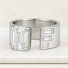 Emerald and Baguette Diamond Open Gap Wedding Band