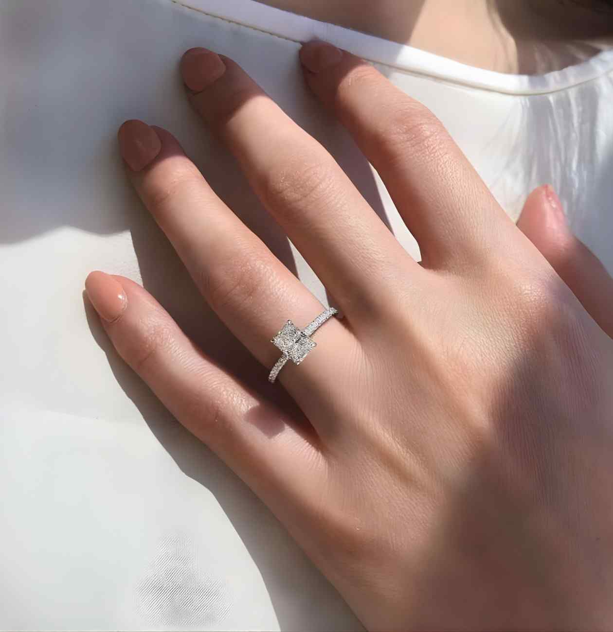 14k Solid Gold Pavé Eternity Seashell Ring  Dainty Infinity Wedding Band for Women  Unique Stackable Gold Ring  Minimalist Jewelry