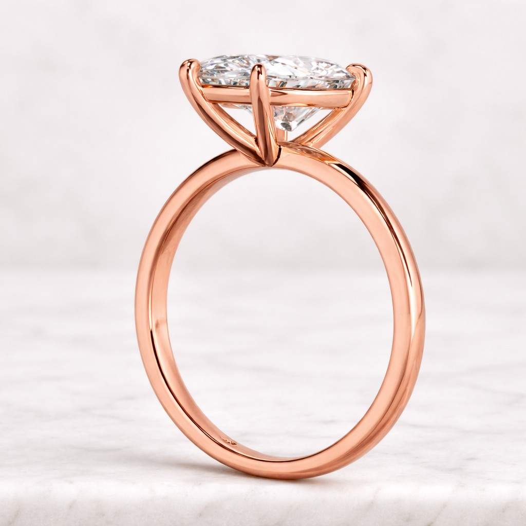 14k Solid Gold Pear Cut Engagement Ring