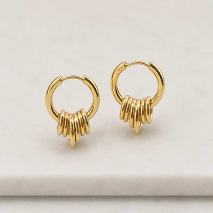 Tapered Dome Hoop Earrings 14k Solid Gold, Polished Chunky Huggies for Everyday Wear