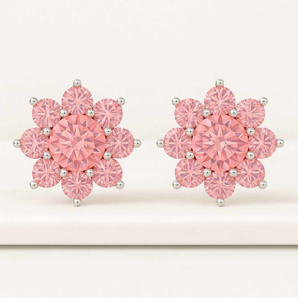 14k Solid Gold Real Diamond Internally Threaded Cluster Earring Multiple Size Cartilage Stud Petal Helix Conch Tragus Gold Screw Flat Back