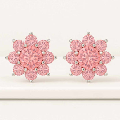 14k Solid Gold Real Diamond Internally Threaded Cluster Earring Multiple Size Cartilage Stud Petal Helix Conch Tragus Gold Screw Flat Back