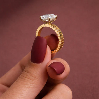 14k Solid Gold Ribbed Band Ring