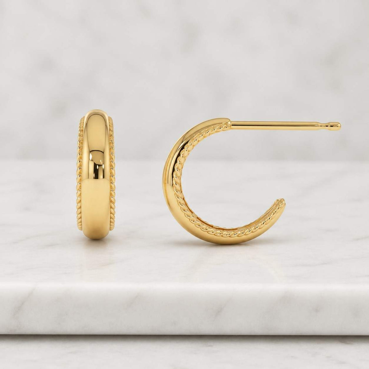 14k solid gold rope hoop earring, simple hoop earring, unique hoop earring, huggie hoop earring, twist gold hinged hoop earring, gift
