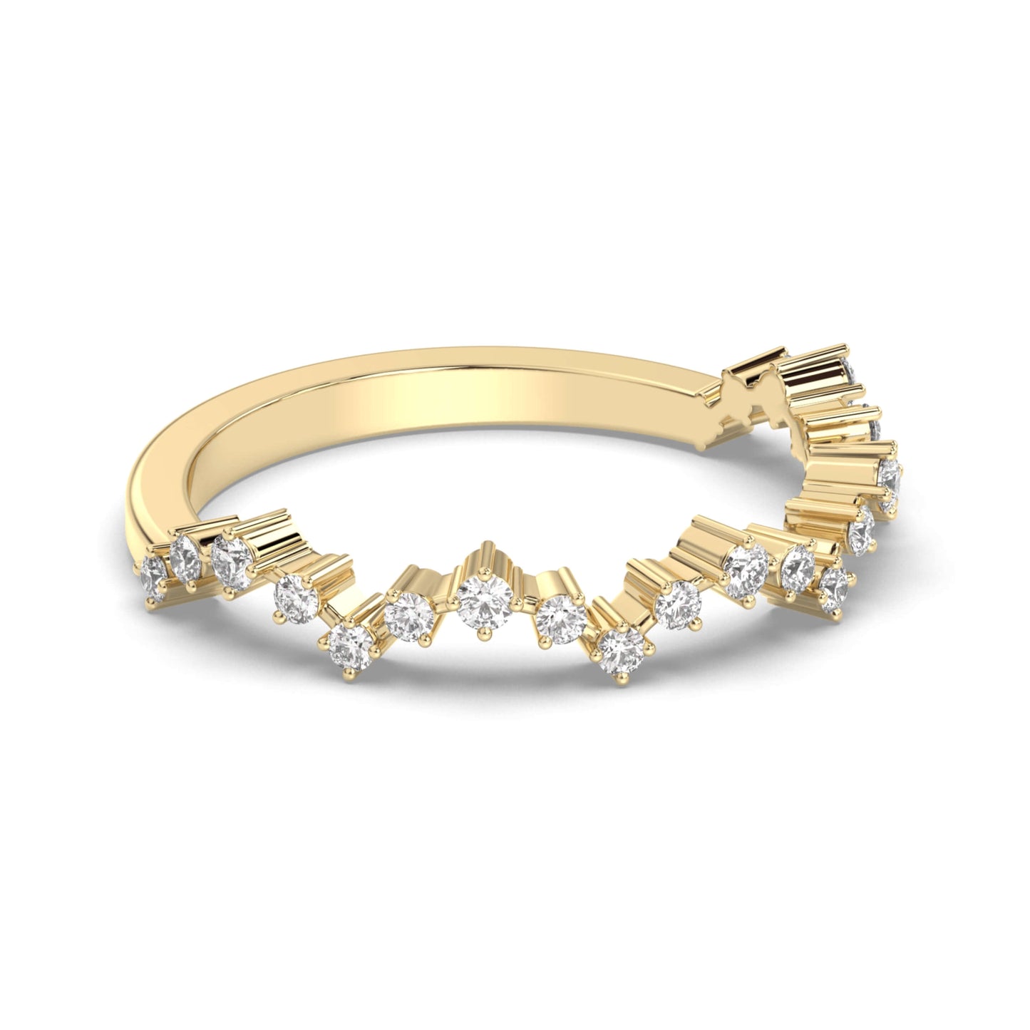 14k Solid Gold Round Cut Diamond Lace Edge Ring