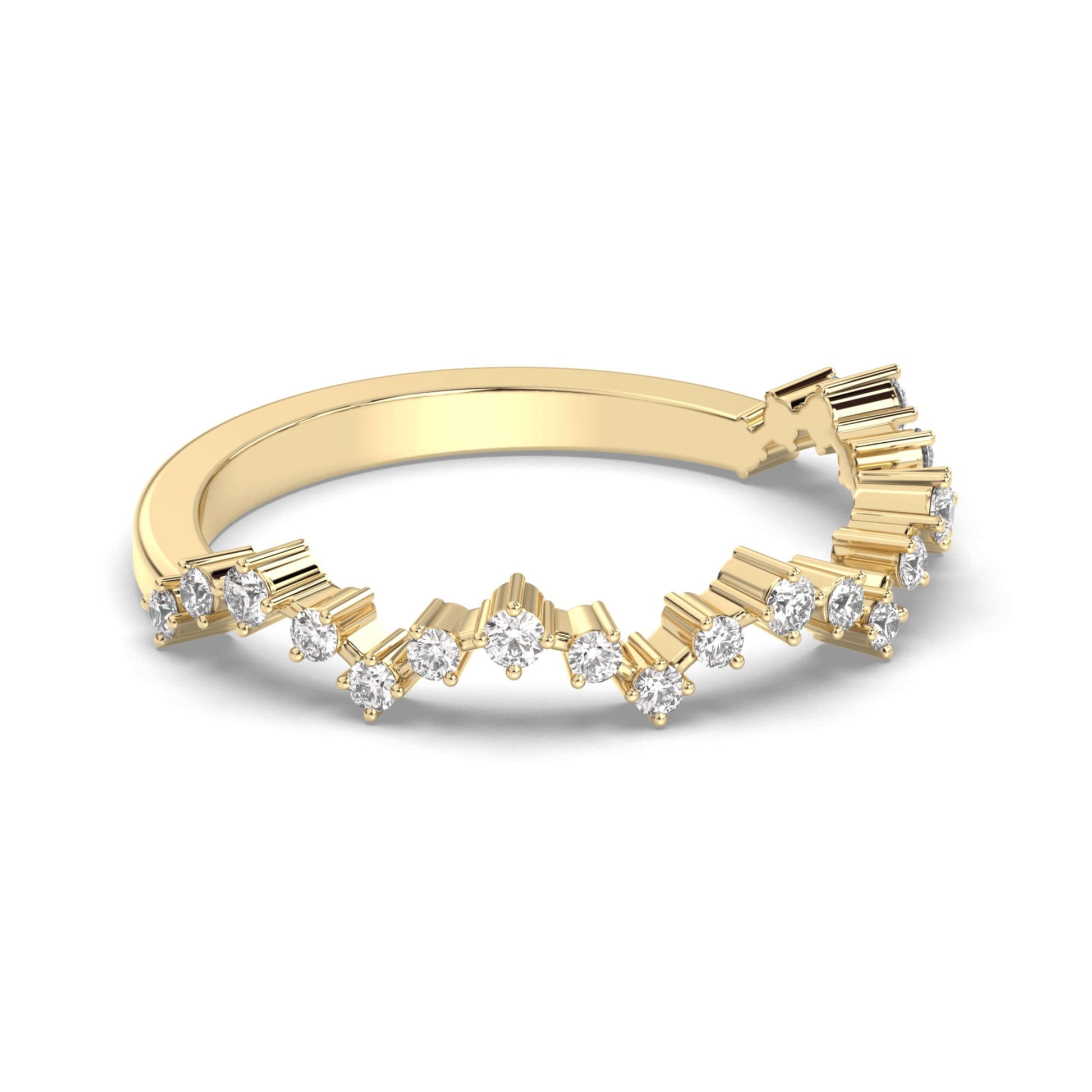 14k Solid Gold Round Cut Diamond Lace Edge Ring