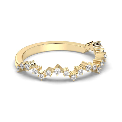 14k Solid Gold Round Cut Diamond Lace Edge Ring