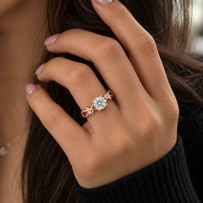 14k Solid Gold Round cut E, VVS2 Dainty Lab Grown Diamond Promise Ring, Unique Design Ring, Diamond Engagement Ring, Perfect gift for her