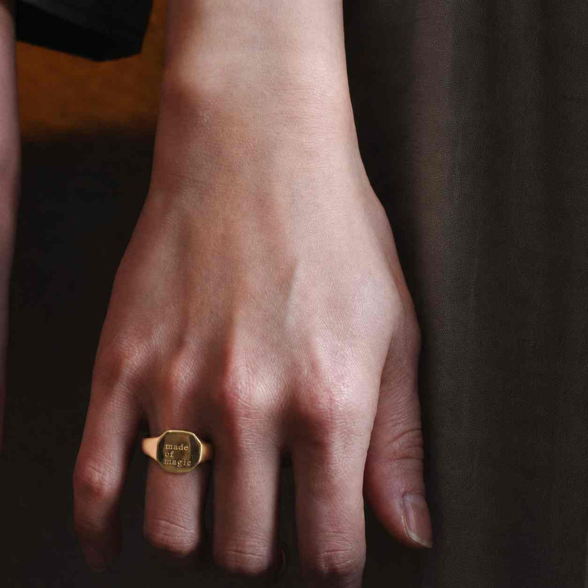 14k Solid Gold Signet Ring: Personalized Engraved Monogram Jewelry for Men Women
