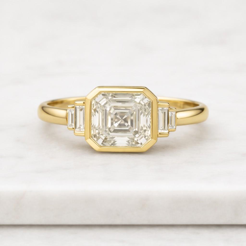 14k solid gold signet ring for women
