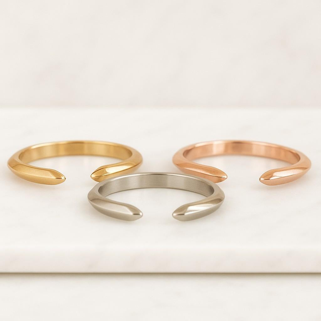 14k Solid Gold Stackable Ring for Bride Open Spiral Ring Gift for her