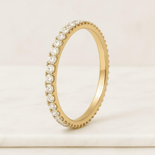 14k Solid Gold Stacking Ring for Women Dainty Beaded Band Minimalist Jewelry Thin 1mm Gold Stackable Ring Gift for Her Everyday Style