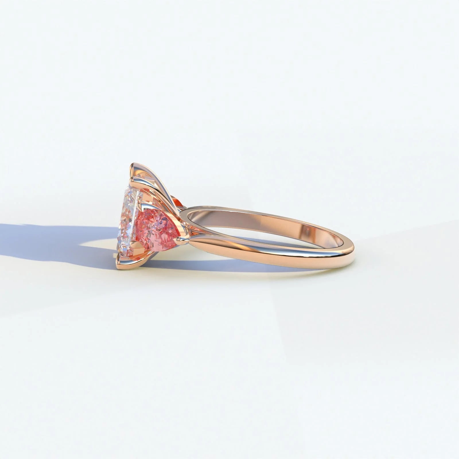 14k Solid Gold Three Stone Ring