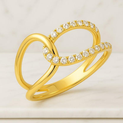 14k Solid Gold Twisted Eternity Wedding Band  Pave Diamond Braided Ring for Women Stackable Unique Gold Jewelry Gift for Her