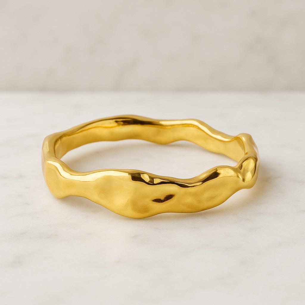 14k Solid Rose Gold Domed Wedding Band DOME HAMMERED Classic Wedding Rings for Men and Women Plain Simple Wedding Band Ring