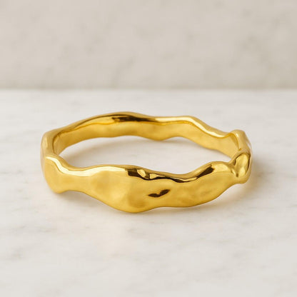 14k Solid Rose Gold Domed Wedding Band DOME HAMMERED Classic Wedding Rings for Men and Women Plain Simple Wedding Band Ring