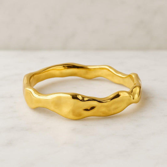 14k Solid Rose Gold Domed Wedding Band DOME HAMMERED Classic Wedding Rings for Men and Women Plain Simple Wedding Band Ring