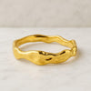 14K Solid Yellow Gold Hammered Band Gift For Sister