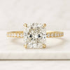 Hidden Halo Cushion Moissanite Pave Ring