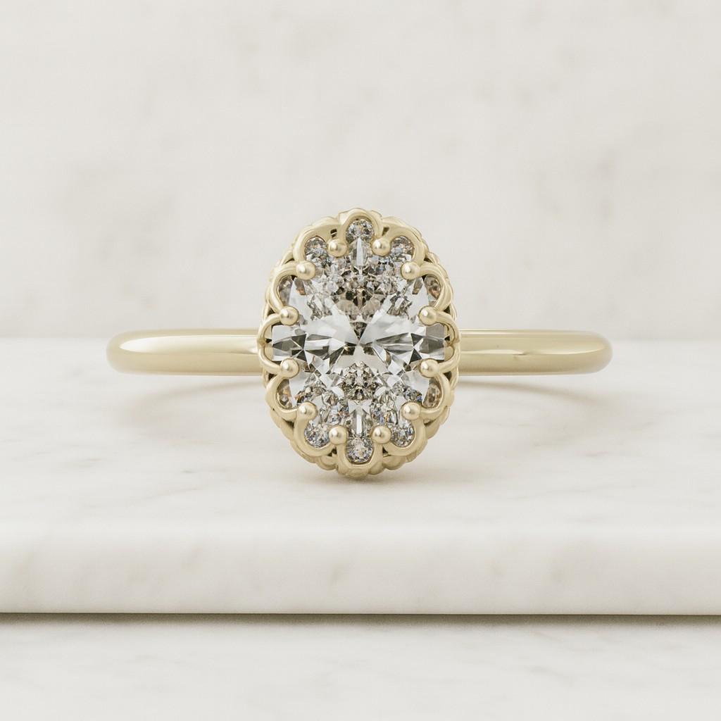 14k Two Tone Gold Ring 5 ct Elongated Oval Lab Grown Diamond for Engagement Ring