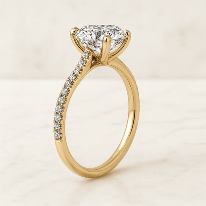 14k Two Tone Gold Ring, Hidden Halo Ring