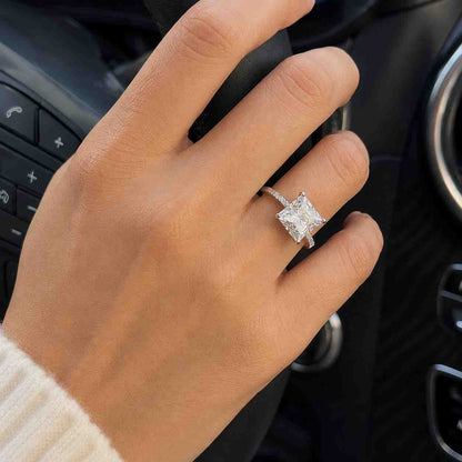 14k Vintage Halo Lab Diamond Ring, E, VVS2 clarity Round Cut Engagement Ring, Pave Band, Unique Vintage Ring, Perfect gift for her
