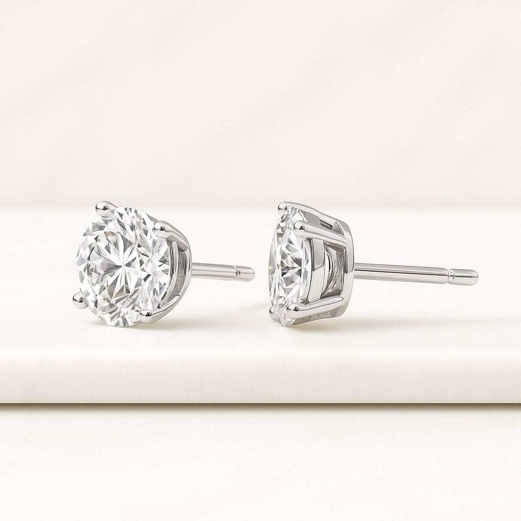 14k White Gold Womens earrings Gold over Diamond Earrings Everyday Earring