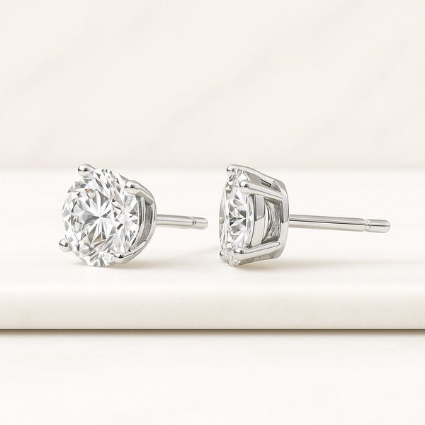 14k White Gold Womens earrings Gold over Diamond Earrings Everyday Earring