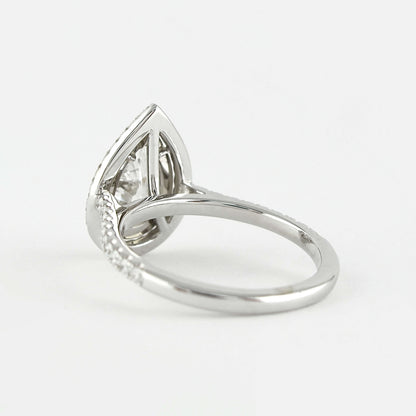 14k White Solid Gold Ring, Round Cut Diamond